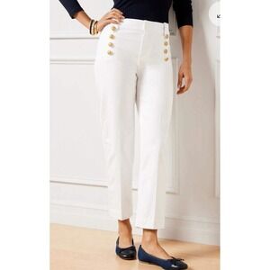 Talbots White Sailor Jean Gold Button High Rise Straight Leg Pants Womens 12